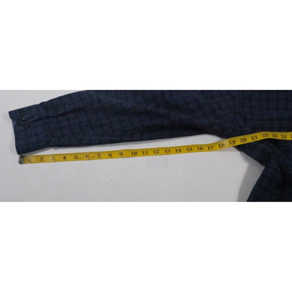 Johnston & Murphy Shirt Mens XXL Blue Plaid Button Up Long Sleeve Cotton Casual - Picture 5 of 7
